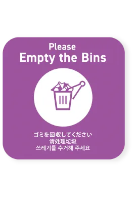 ゴミ回収を伝えるマットパープルのRequest マグネットカード