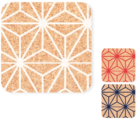 麻の葉柄のJP-pattern コルクコースター